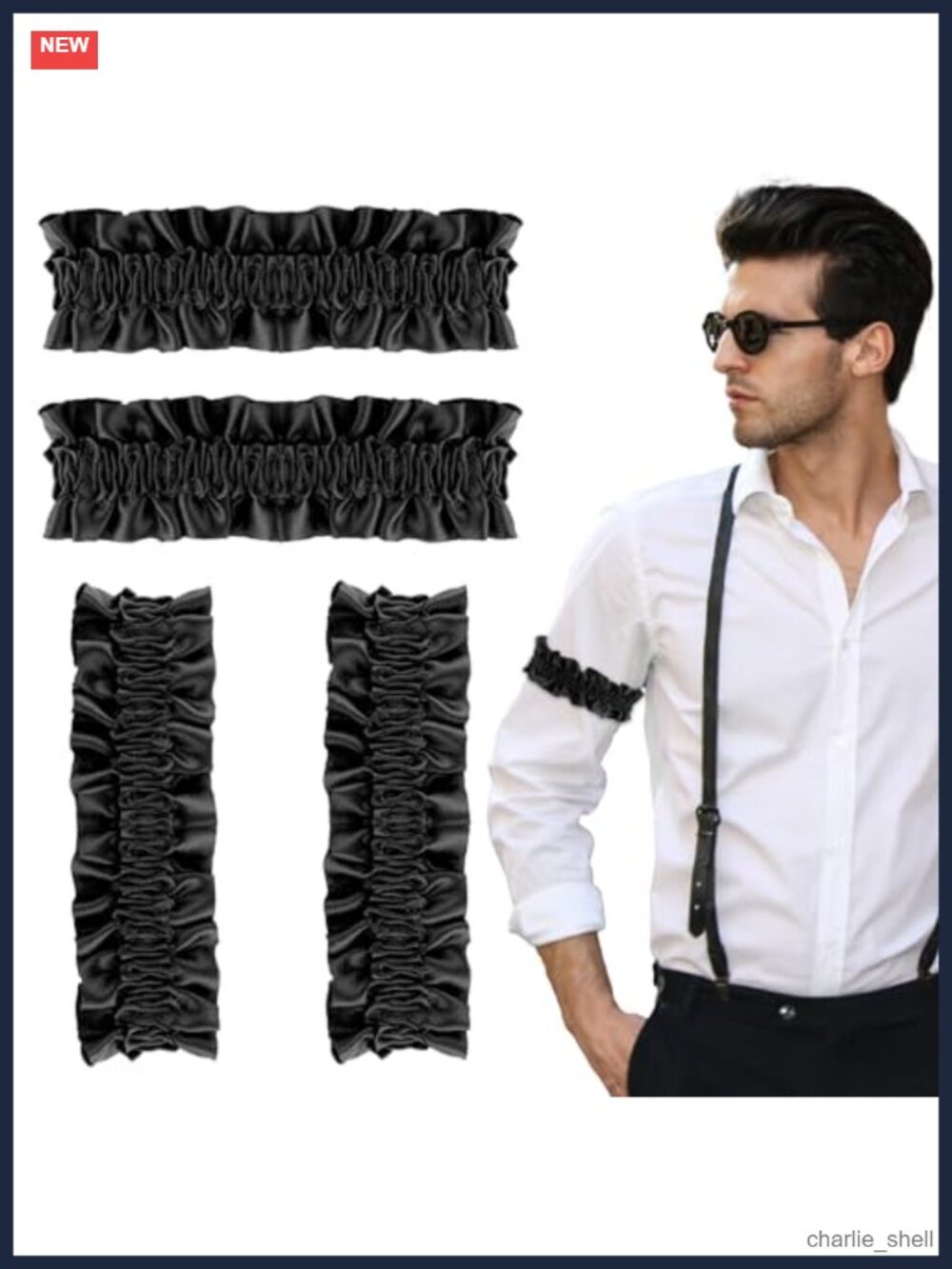 Sleeve Garters Shirt Holder Armband Costume Anti Slip 4 Pcs Set